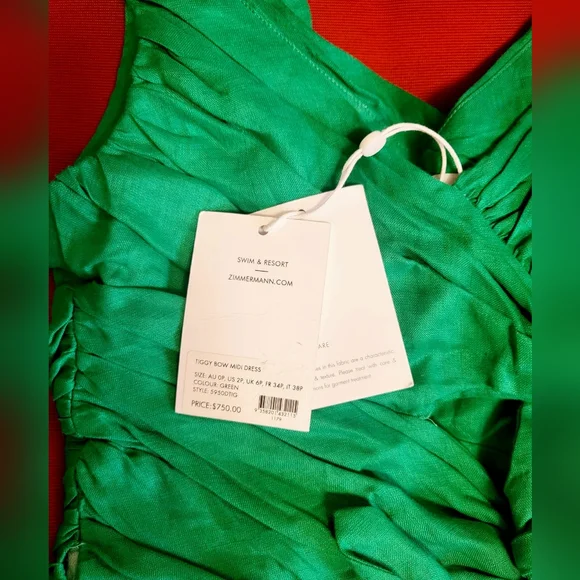 HP💖Zimmermann Tiggy Bow Midi Dress. Size 0P, NWT - Picture 9 of 15